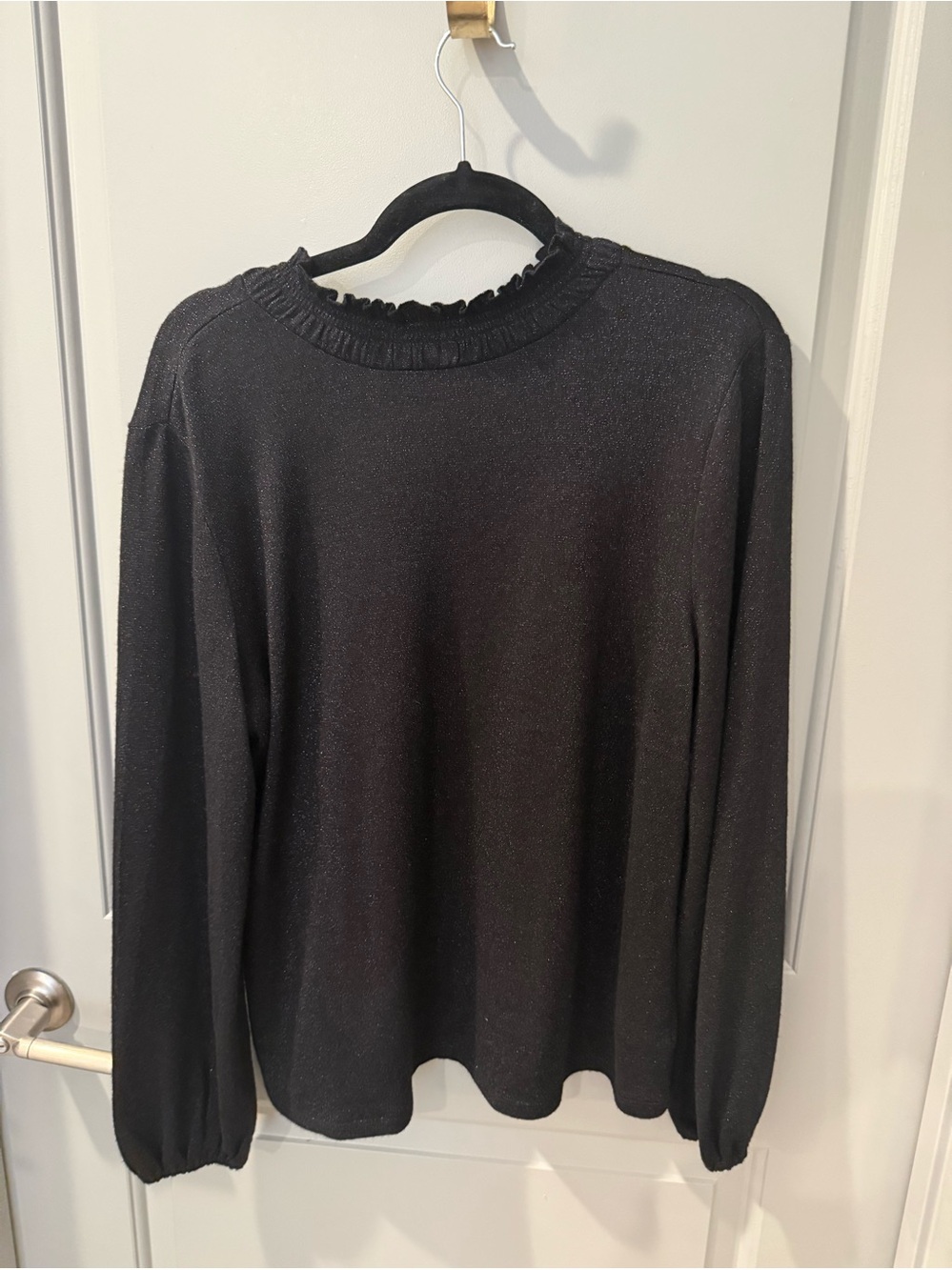 Talbots Black Lurex Long-Sleeve Knit Top. Size L